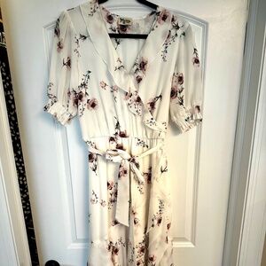 White flowered Show Me Your Mumu Ruffle Dress